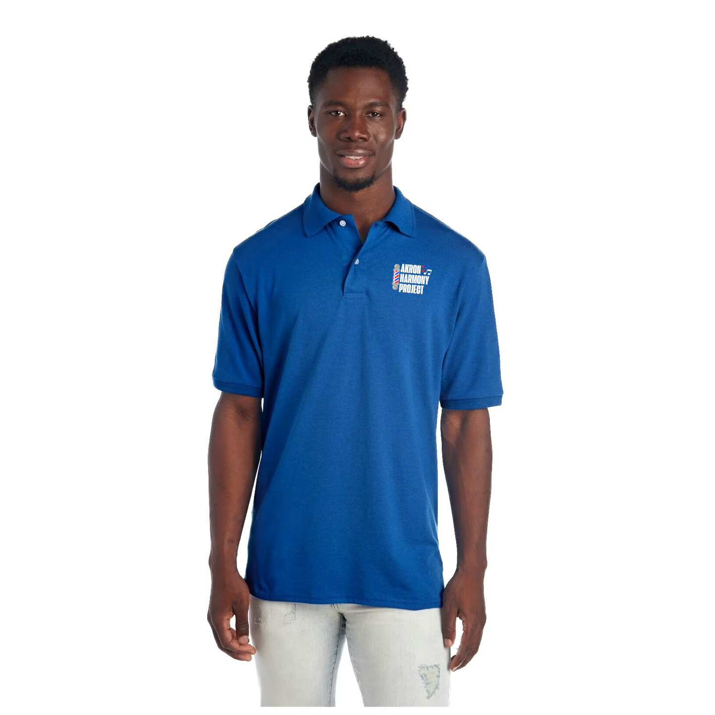 Akron Harmony Project Embroidered Unisex SpotShield™ Jersey Polo - Royal
