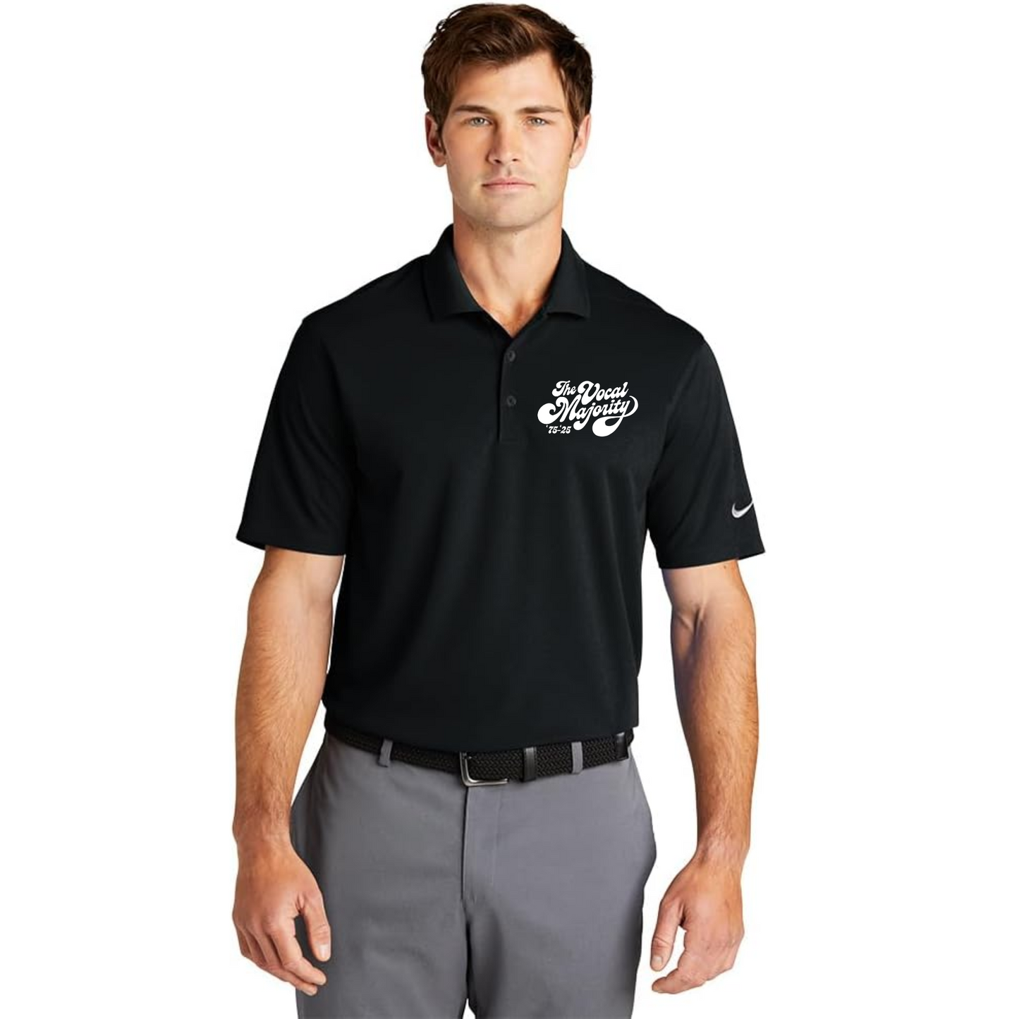 Vocal Majority - Retro Logo Men's Embroidered Nike Dri-FIT Micro Pique Polo