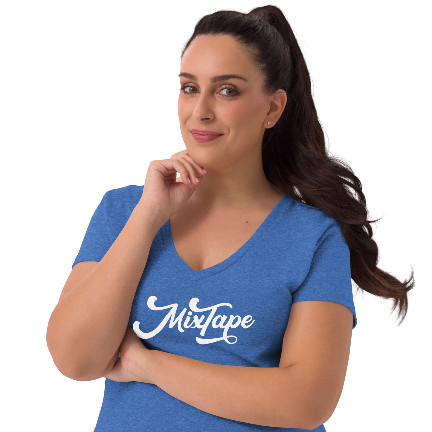 MixTape Logo: Printed Women’s recycled v-neck t-shirt