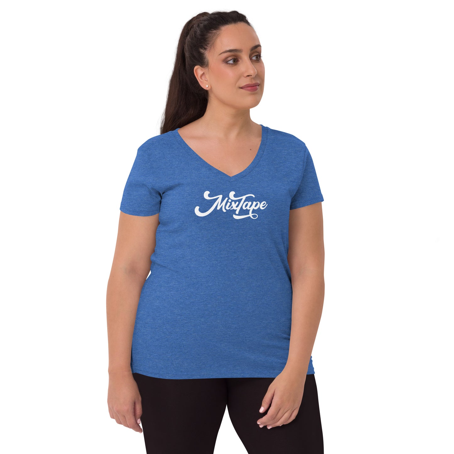 MixTape Logo: Printed Women’s recycled v-neck t-shirt