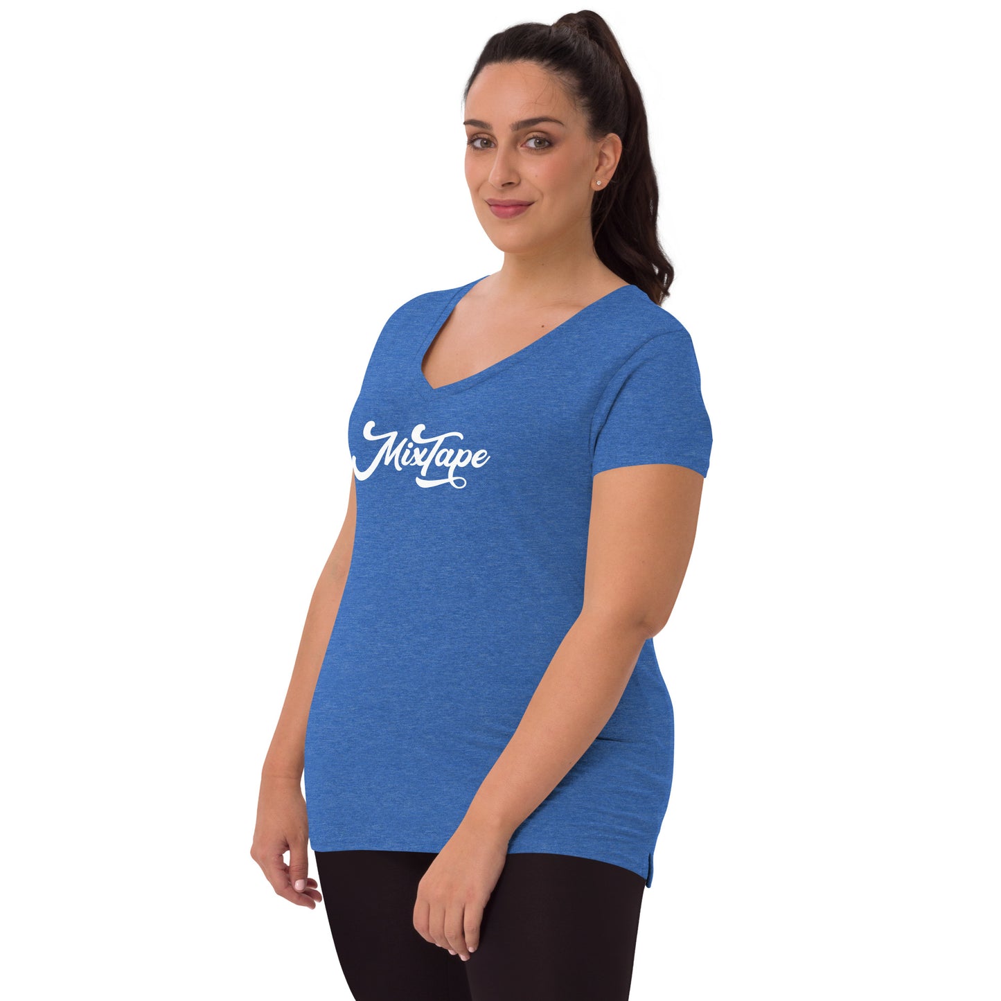 MixTape Logo: Printed Women’s recycled v-neck t-shirt