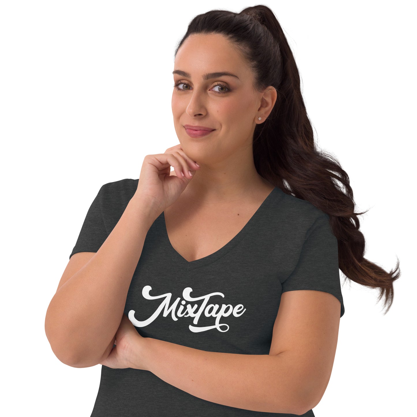 MixTape Logo: Printed Women’s recycled v-neck t-shirt