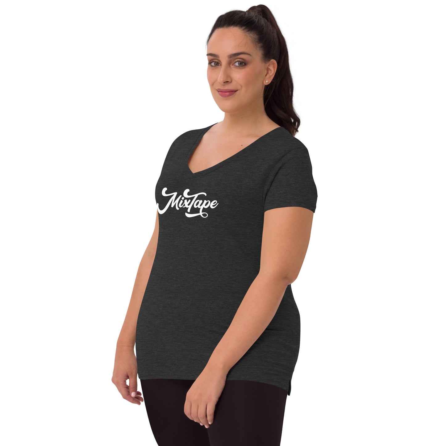 MixTape Logo: Printed Women’s recycled v-neck t-shirt