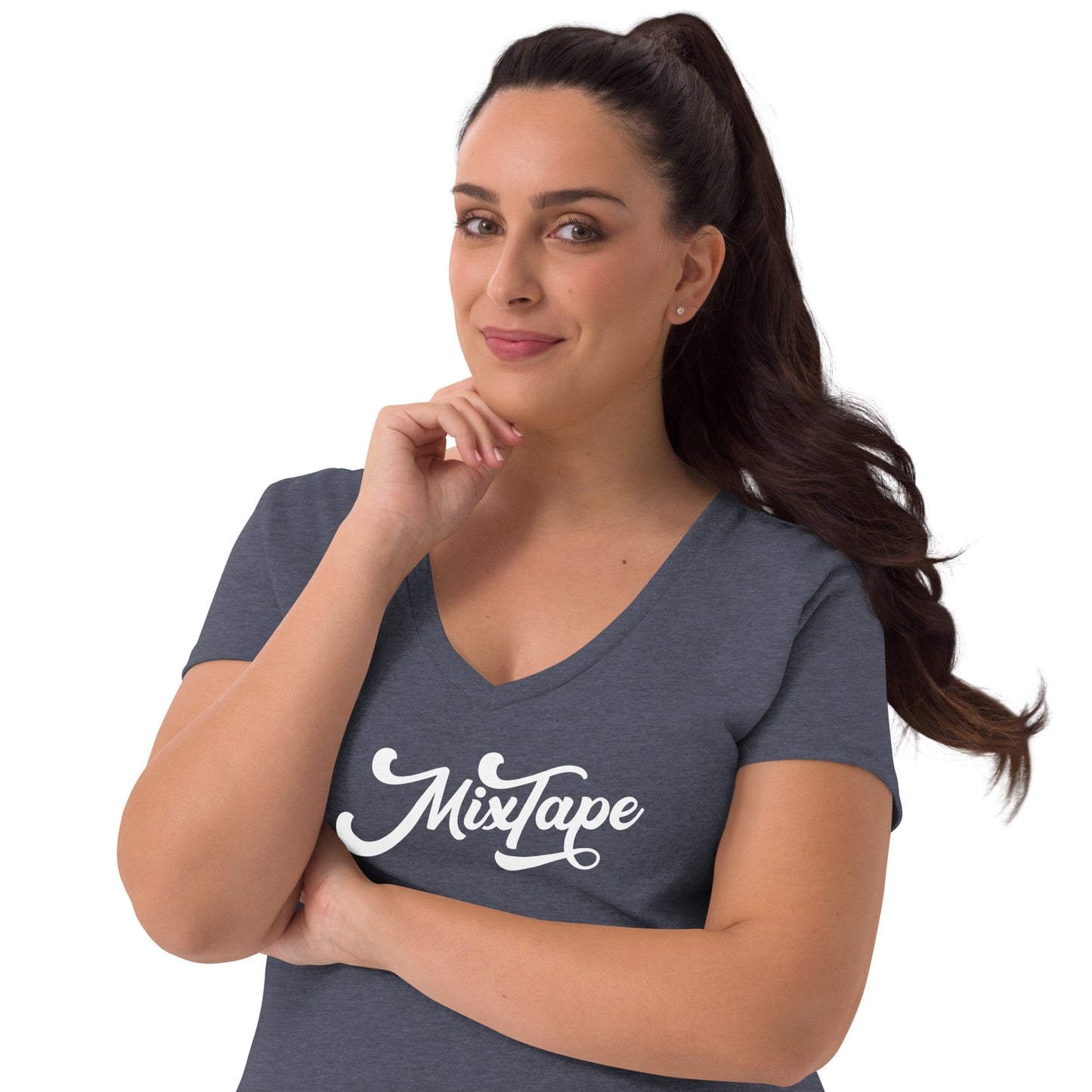 MixTape Logo: Printed Women’s recycled v-neck t-shirt