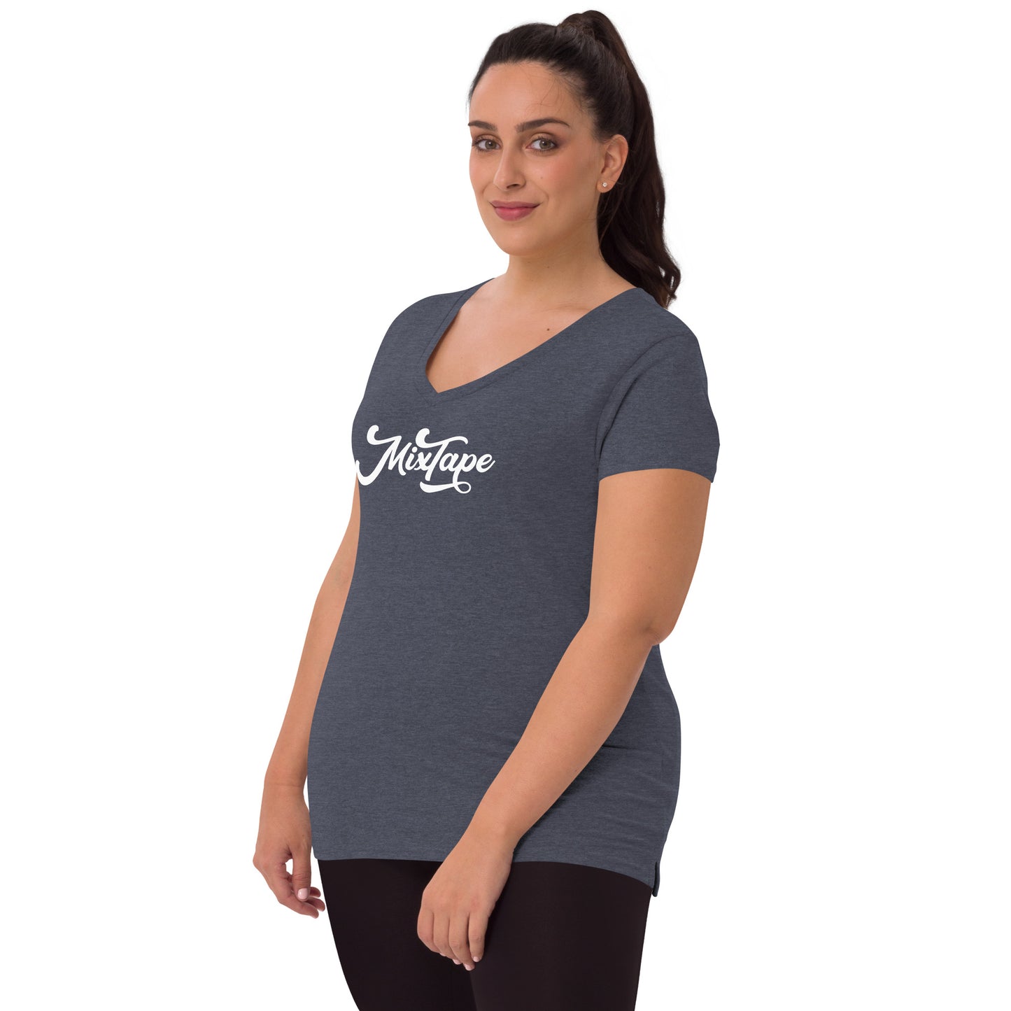 MixTape Logo: Printed Women’s recycled v-neck t-shirt