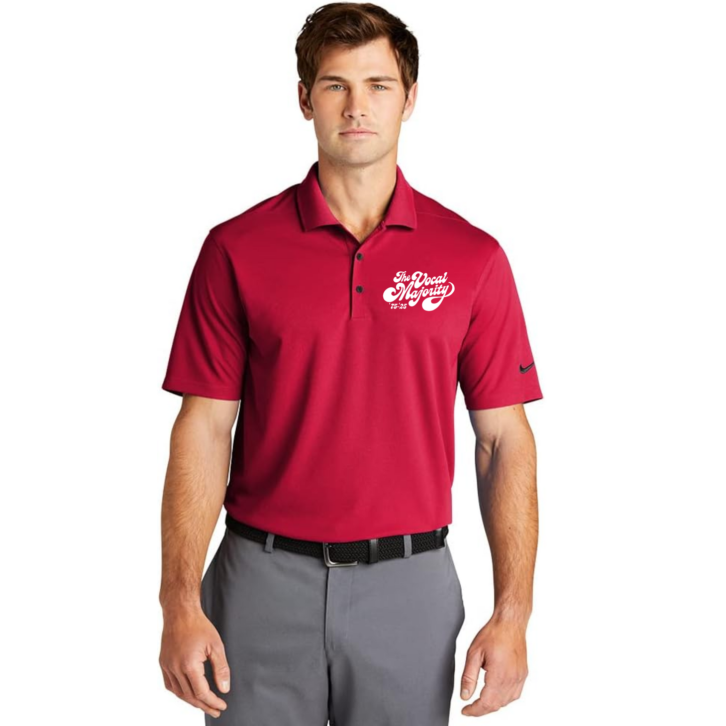 Vocal Majority - Retro Logo Men's Embroidered Nike Dri-FIT Micro Pique Polo