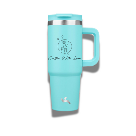 Ventured Treasures 40 oz Tumbler with Handle and 2 Straws,2 in 1 Lid Insulated Water Bottle Stainless Steel Travel Coffee Mug