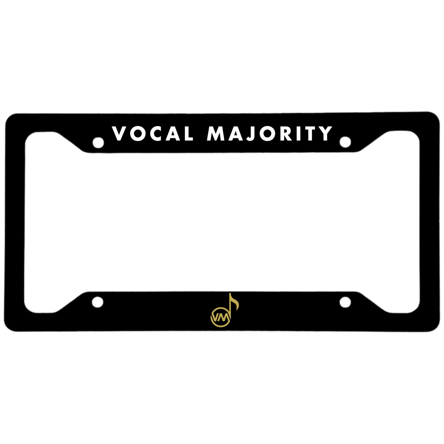 Vocal Majority Printed Gloss Black Aluminum License Plate Frame