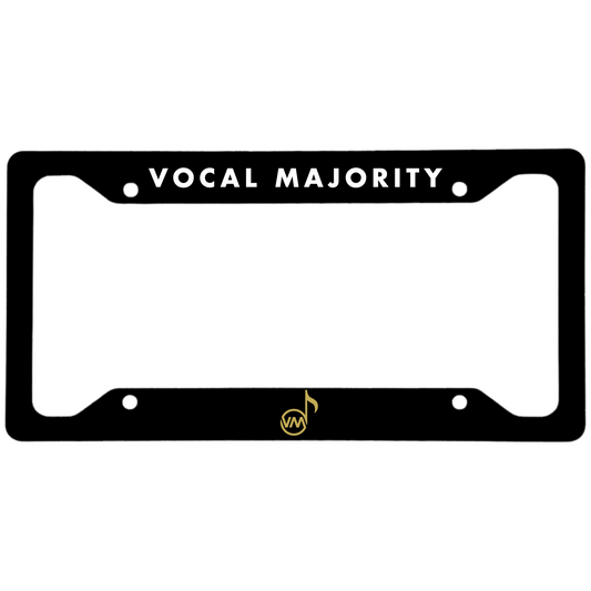 Vocal Majority Printed Gloss Black Aluminum License Plate Frame