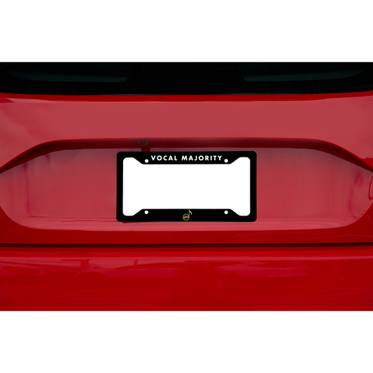 Vocal Majority Printed Gloss Black Aluminum License Plate Frame