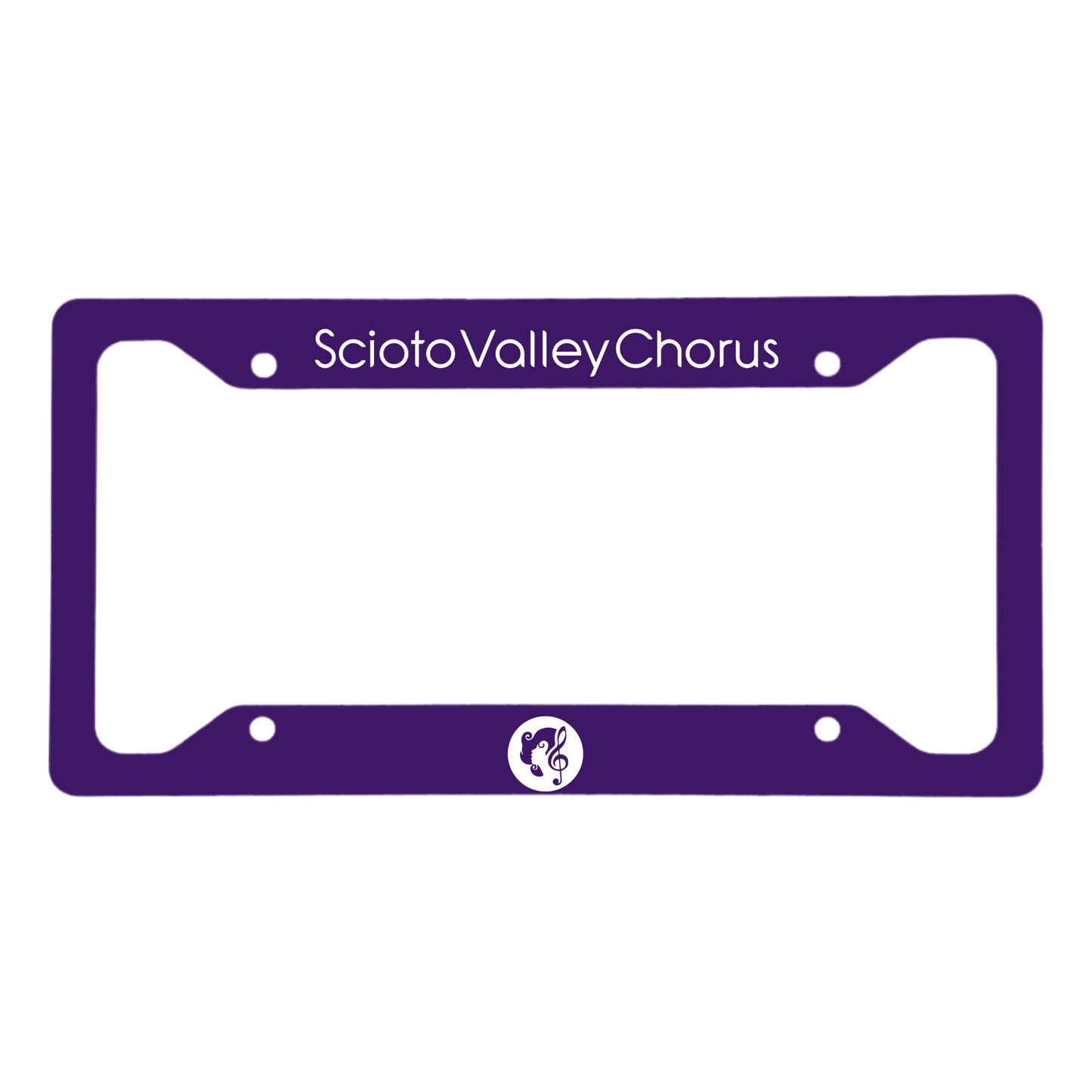 Scioto Valley Chorus Printed Gloss White Aluminum License Plate Frame