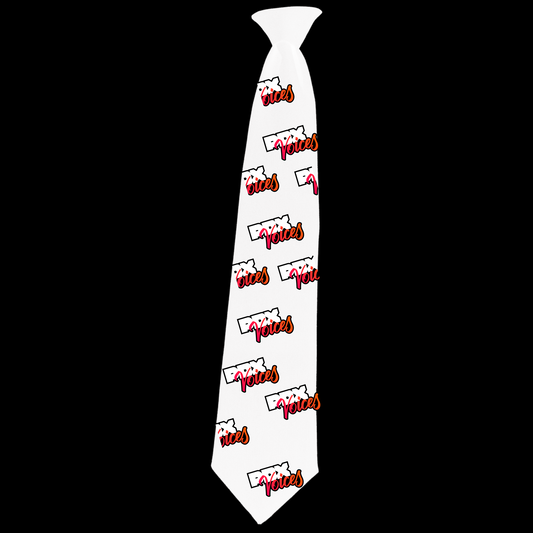 PDX Voices - Printed Men White, Satin, Polyester Necktie 57 inch