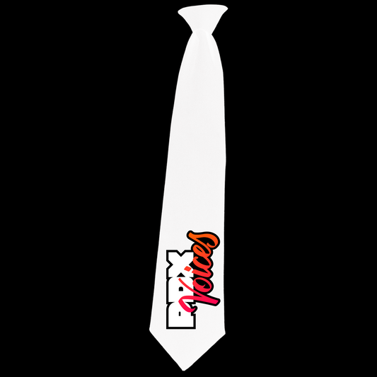 PDX Voices - Printed Men White, Satin, Polyester Necktie 57 inch