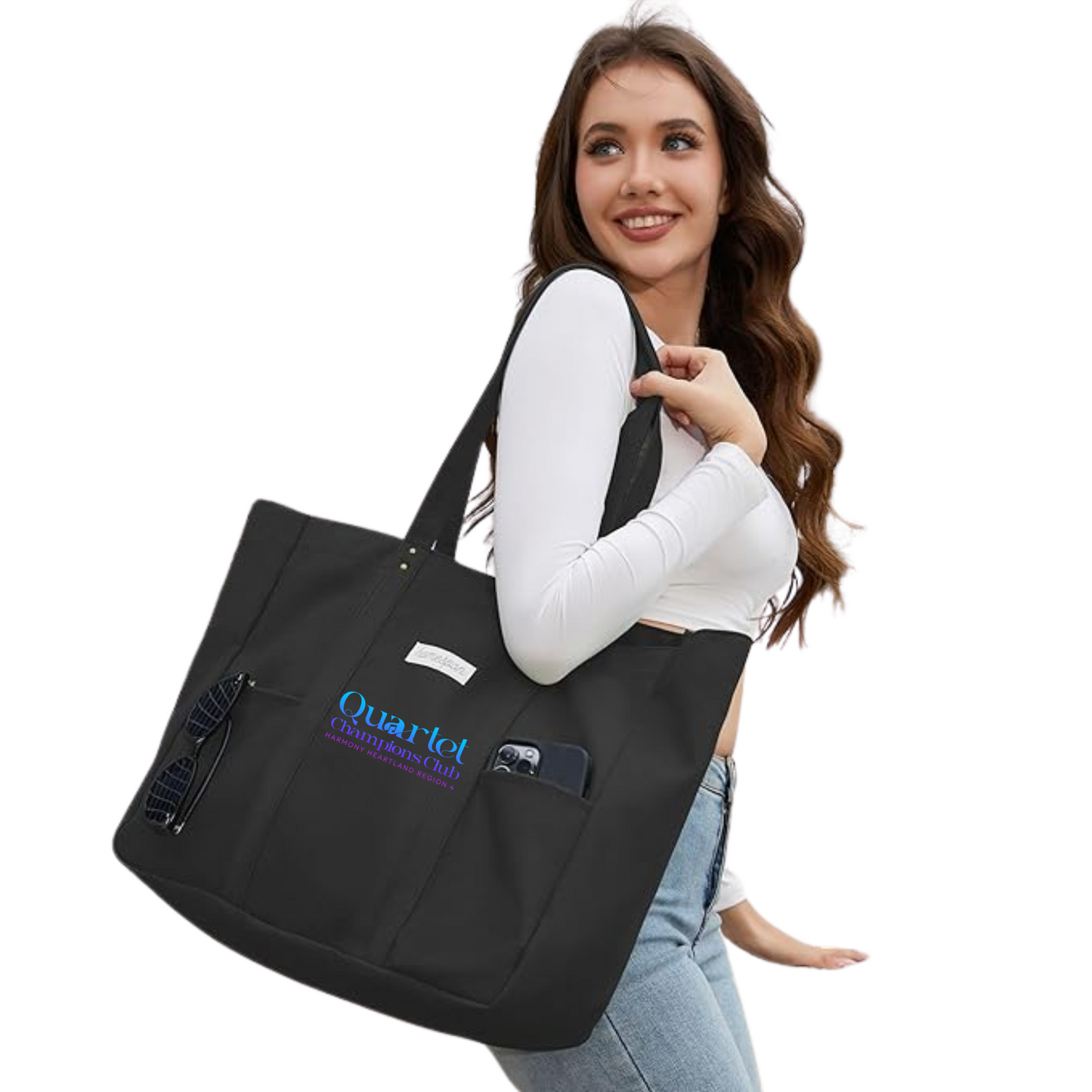 Region 4 - QCC - Large Canvas Tote Bag with Pockets and Laptop Sleeve