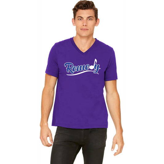 Remedy - Printed Unisex Short Sleeve V-Neck T-Shirt Purple