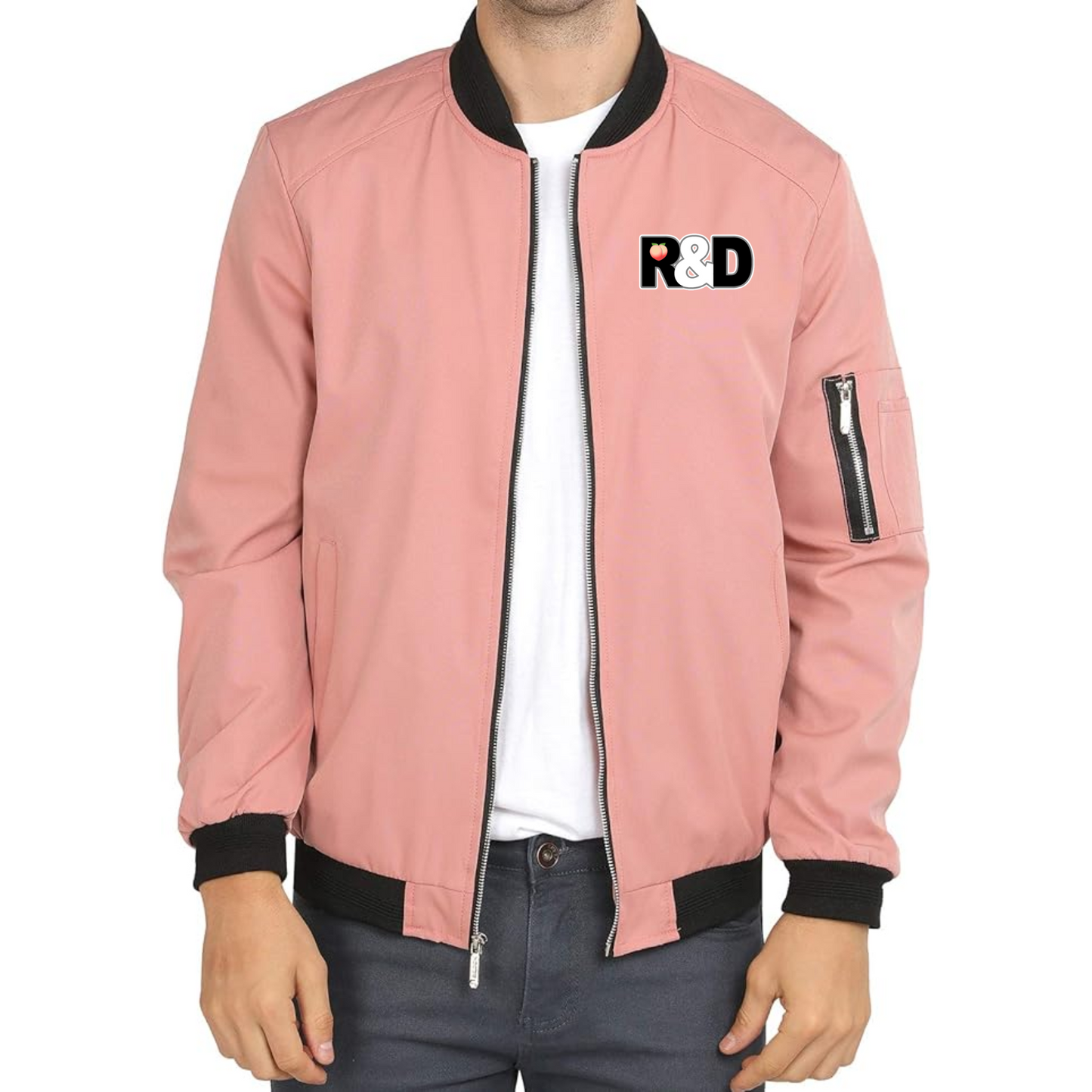 R & D - Mens Casual Lightweight Jacket Softshell Flight Bomber Jacket Varsity Windbreaker