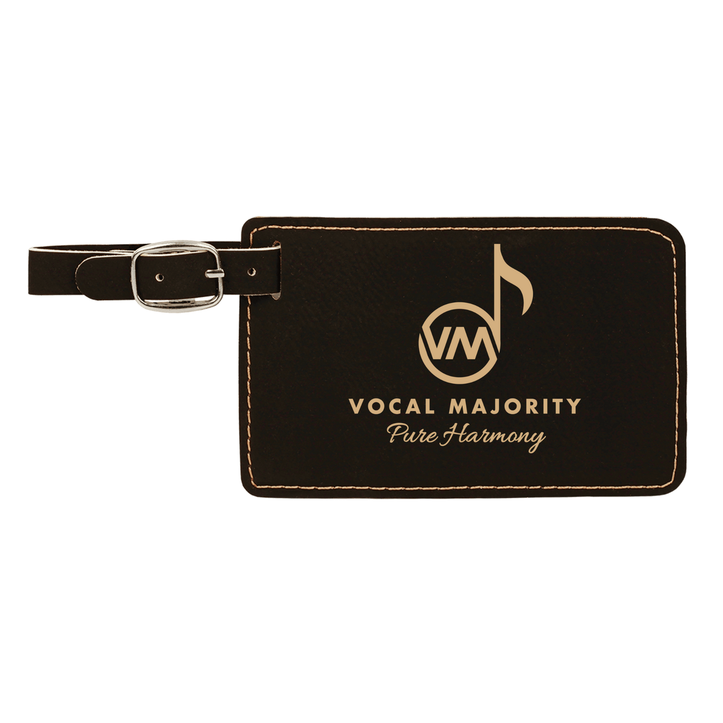 Vocal Majority - Engraved Black/Gold Leatherette Luggage Tag