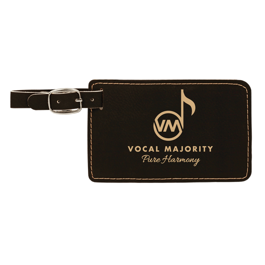 Vocal Majority - Engraved Black/Gold Leatherette Luggage Tag