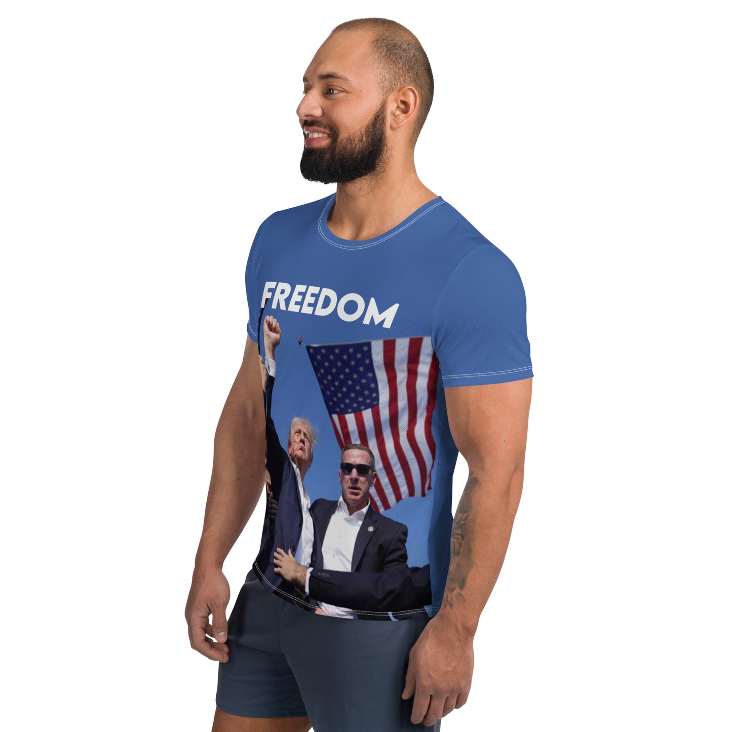 Freedom - Printed Men's Athletic T-shirt