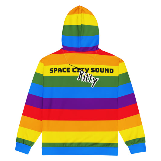 Space City Sound - Rainbow Pride logo - Printed Unisex zip hoodie