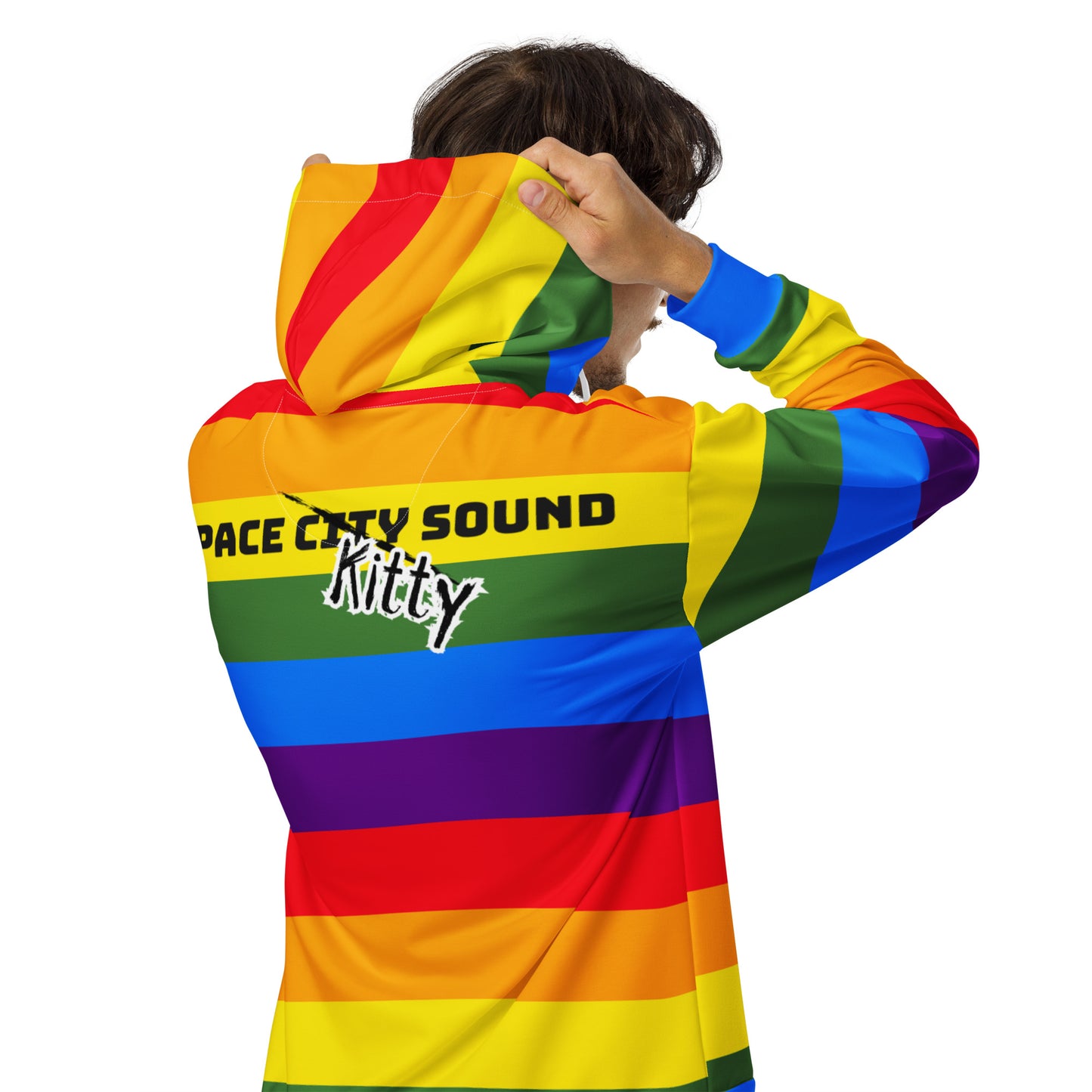 Space City Sound - Rainbow Pride logo - Printed Unisex zip hoodie