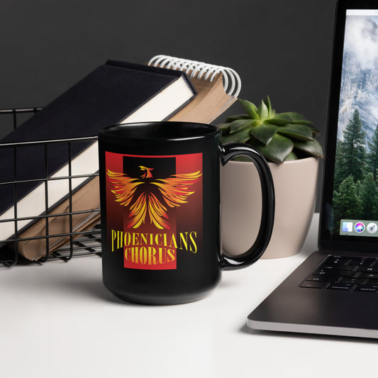 Phoenicians Printed Black Glossy Mug