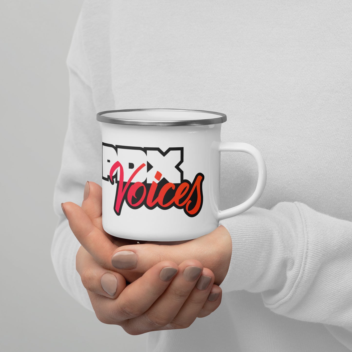 PDX Voices - Printed Enamel Mug