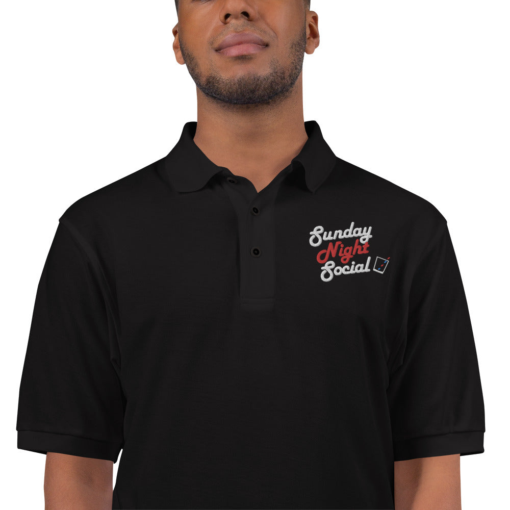 Sunday Night Social - Embroidered Men's Premium Polo