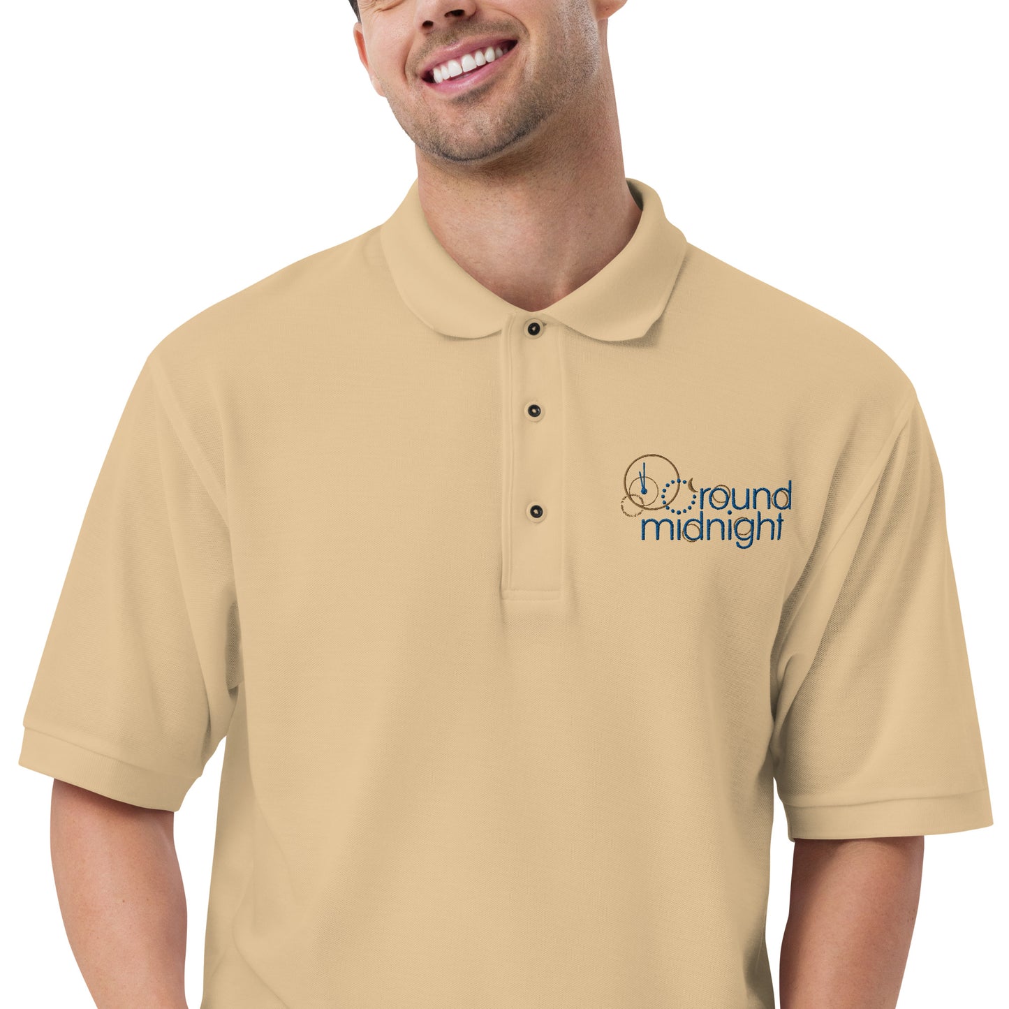 Round Midnight - Embroidered Men's Premium Polo