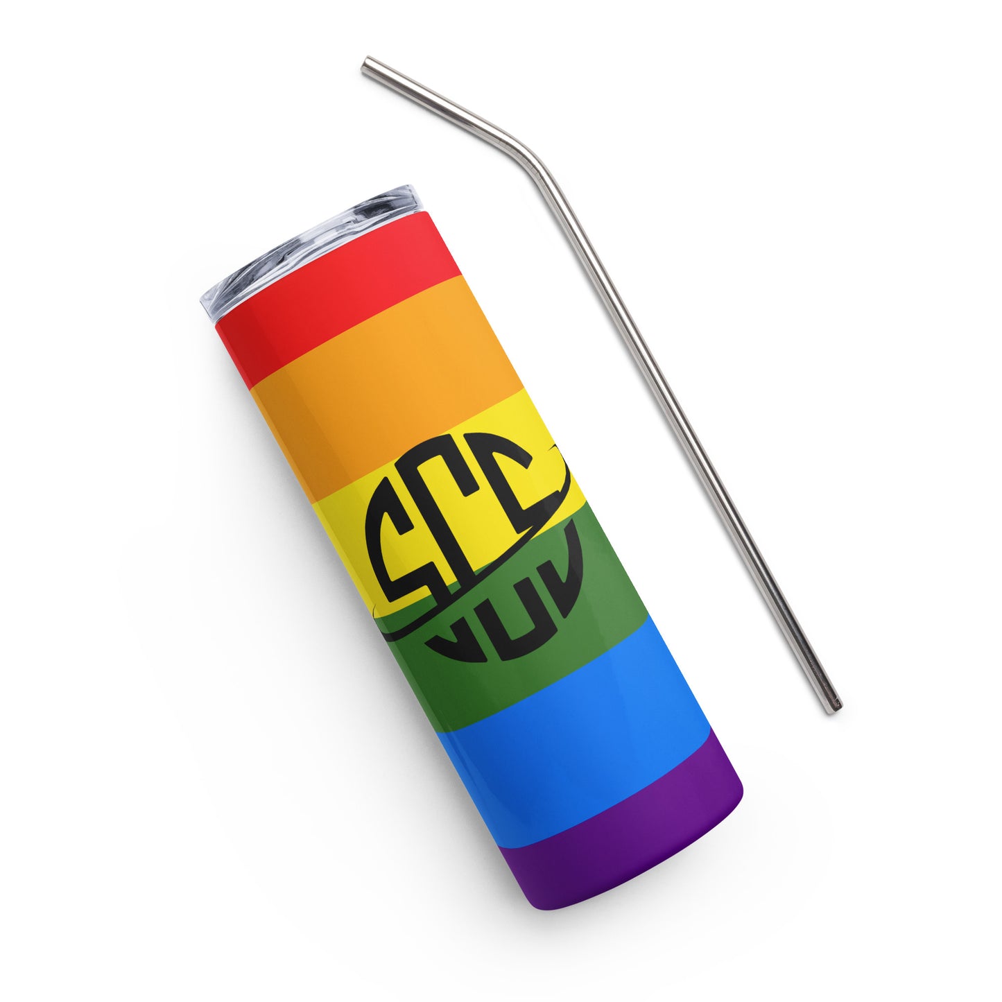 Space City Sound - Rainbow Pride logo - Printed Stainless steel tumbler