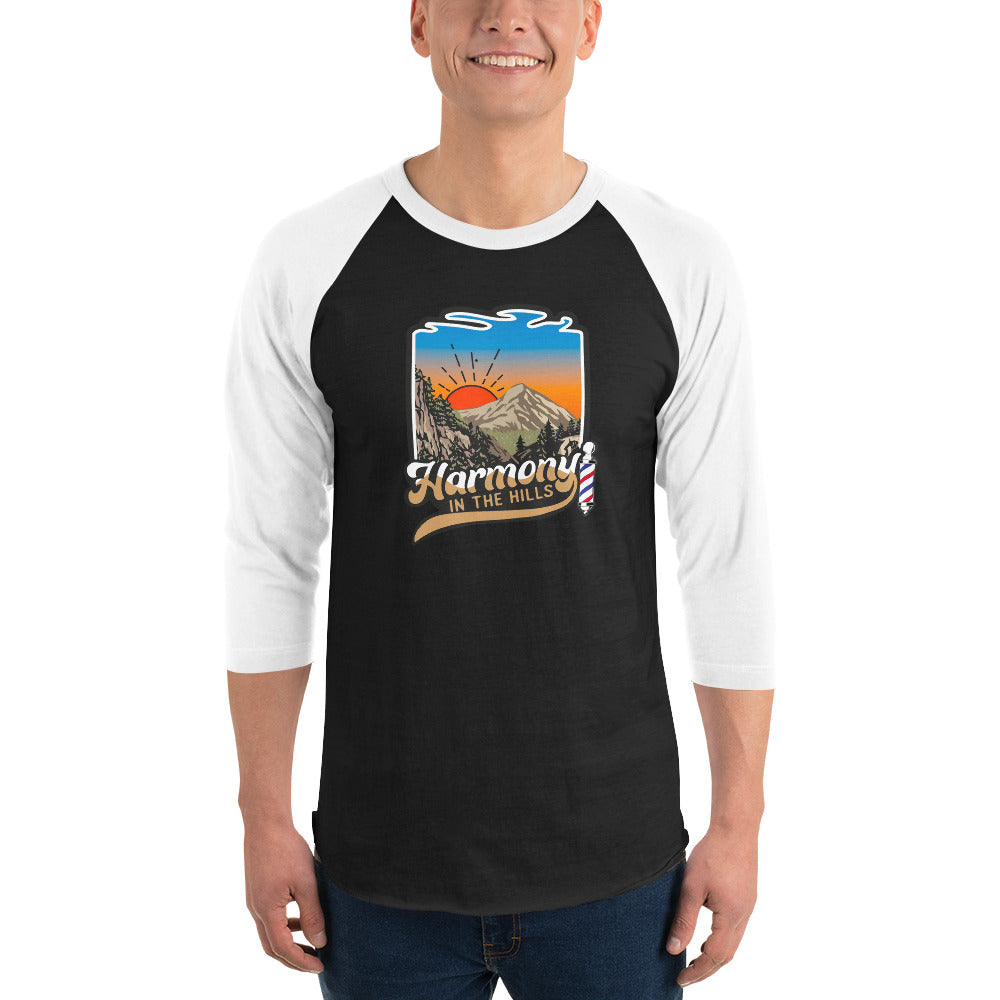 Harmony in the Hills - Printed 3/4 sleeve raglan shirt