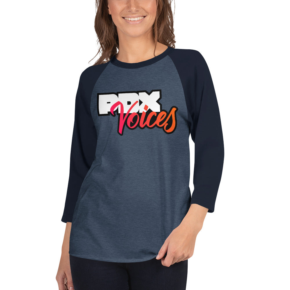 PDX Voices - Printed Unisex 3/4 sleeve raglan shirt