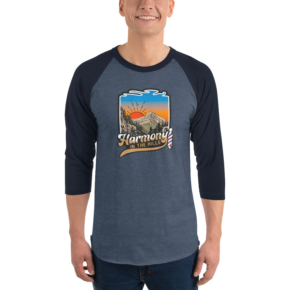 Harmony in the Hills - Printed 3/4 sleeve raglan shirt