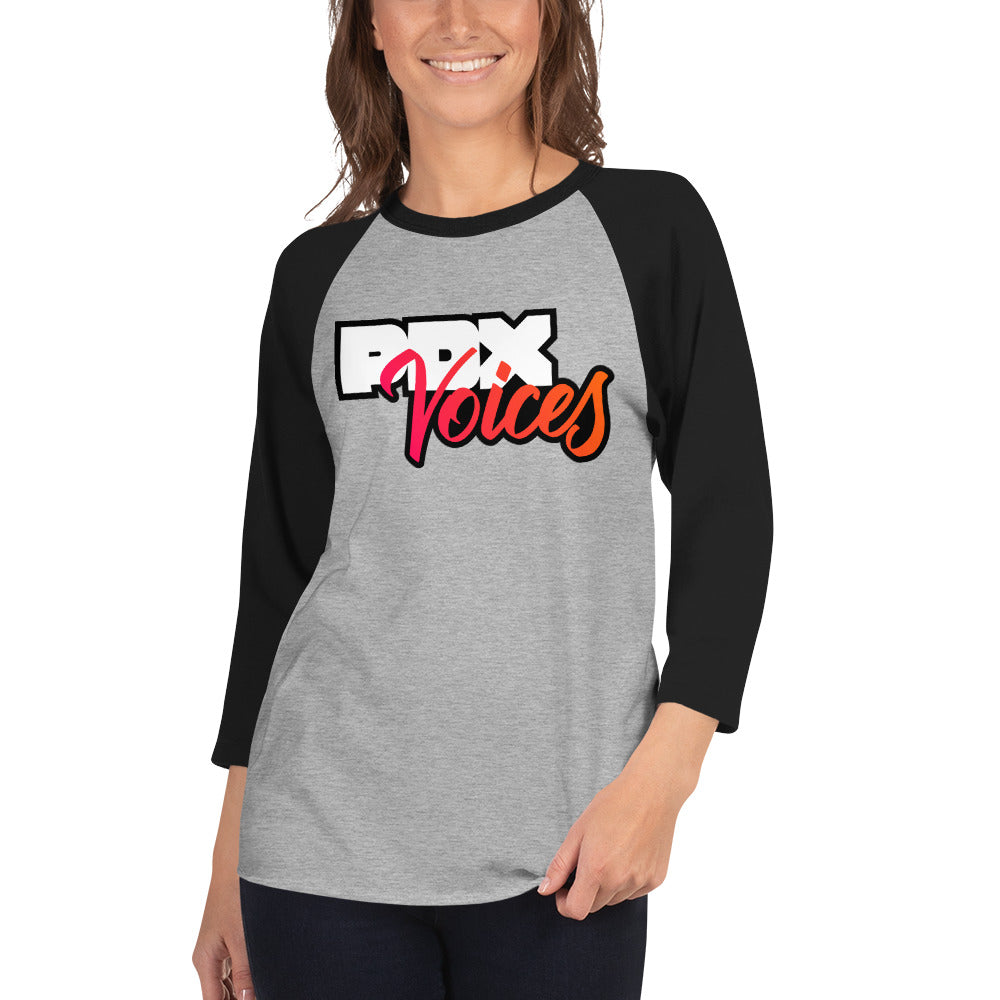 PDX Voices - Printed Unisex 3/4 sleeve raglan shirt