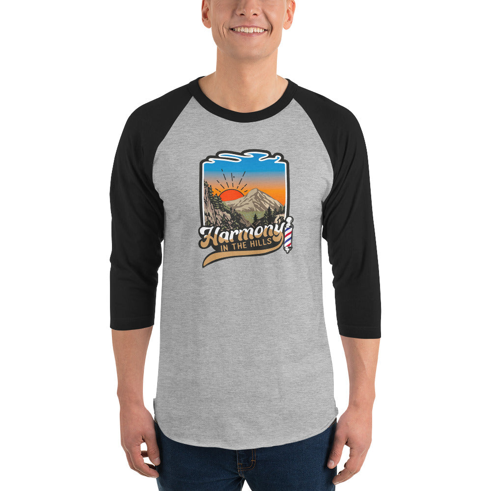 Harmony in the Hills - Printed 3/4 sleeve raglan shirt