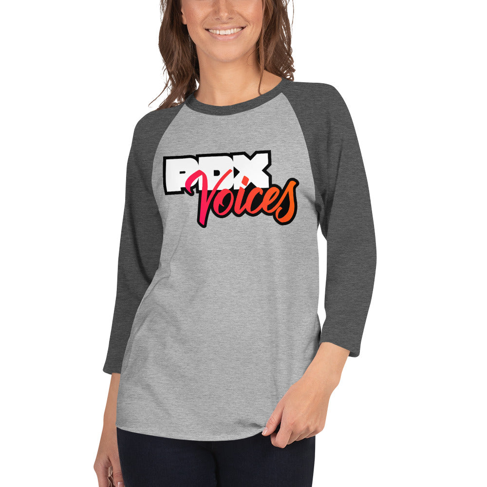 PDX Voices - Printed Unisex 3/4 sleeve raglan shirt