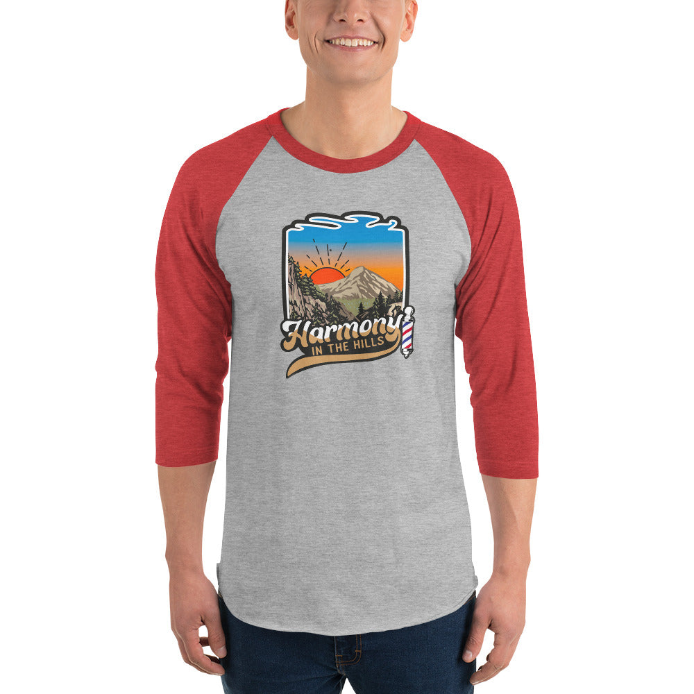 Harmony in the Hills - Printed 3/4 sleeve raglan shirt