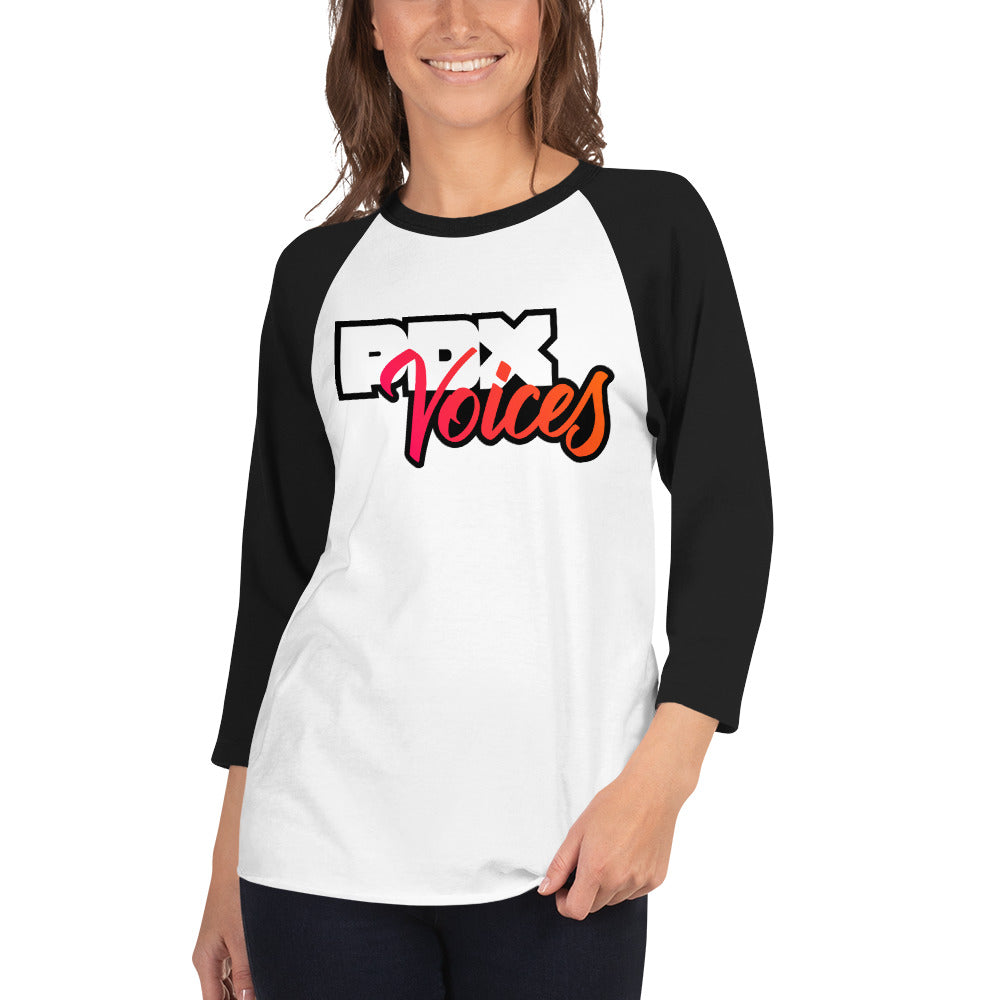 PDX Voices - Printed Unisex 3/4 sleeve raglan shirt