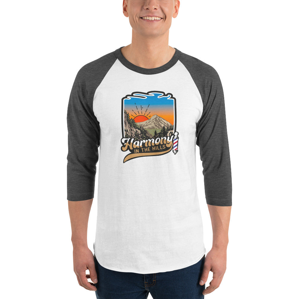 Harmony in the Hills - Printed 3/4 sleeve raglan shirt