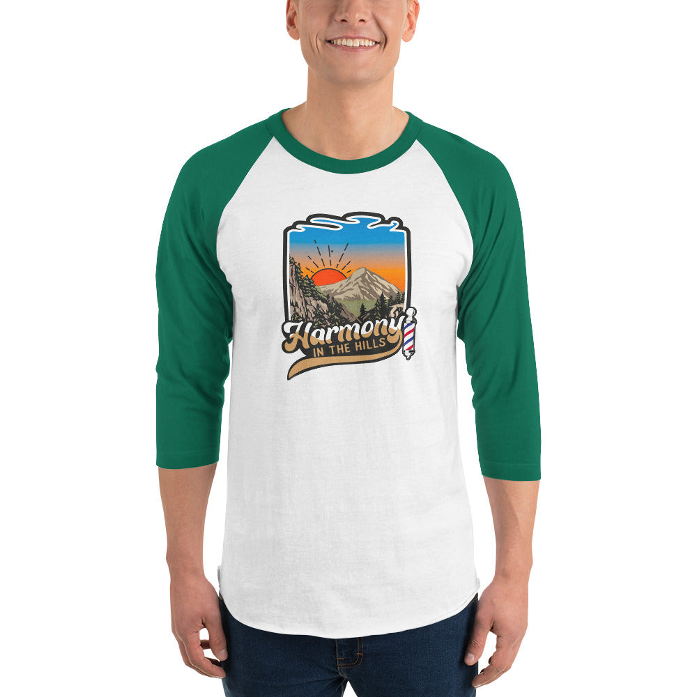 Harmony in the Hills - Printed 3/4 sleeve raglan shirt