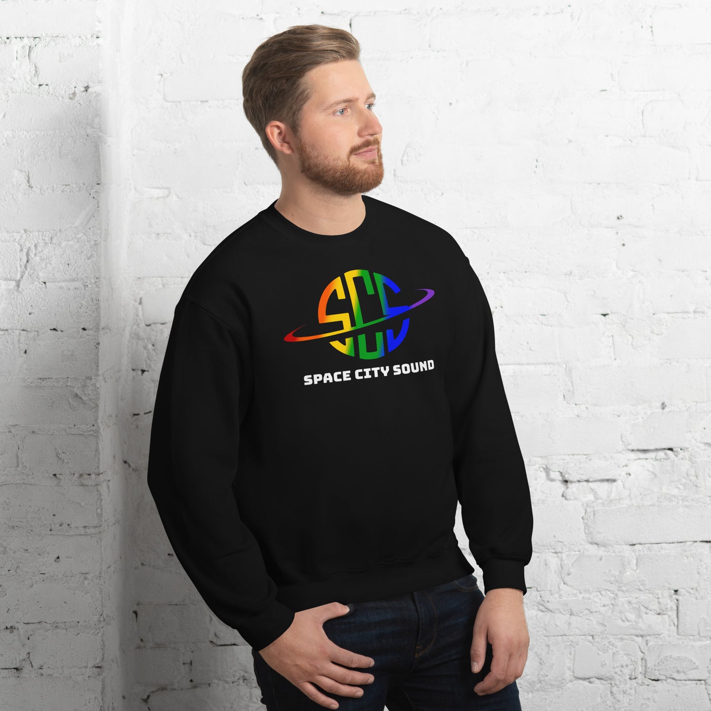 Space City Sound - Printed Rainbow Gildan Unisex Sweatshirt