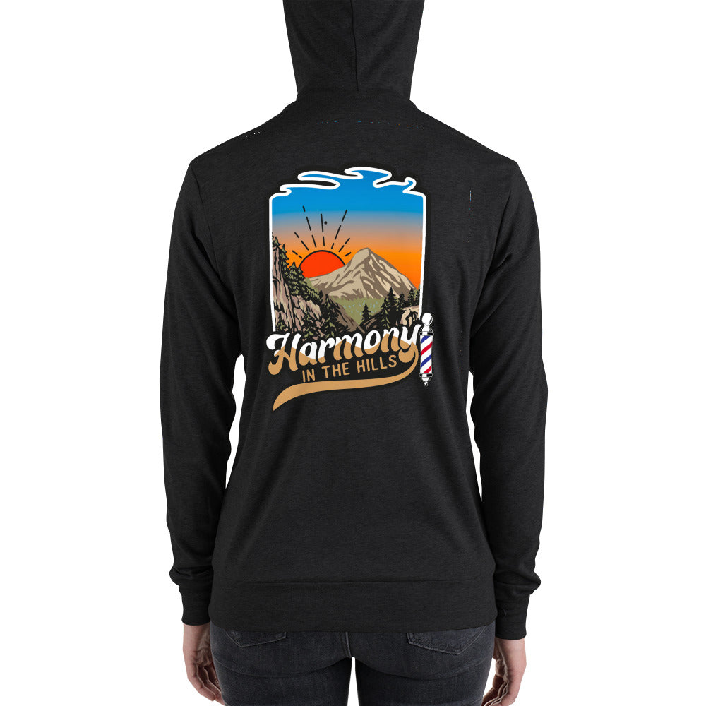 Harmony in the Hills - Printed Unisex Bella + Canvas zip hoodie