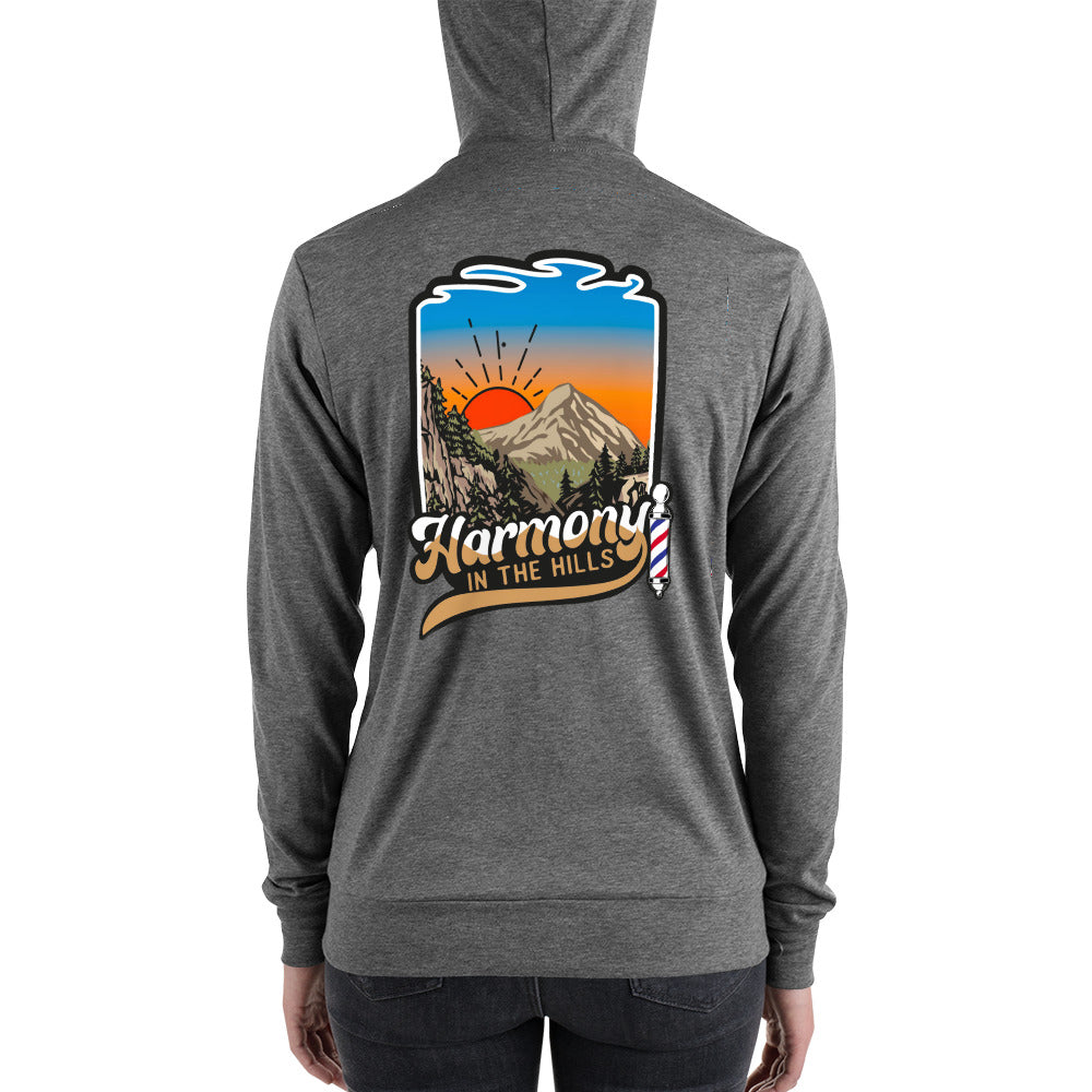 Harmony in the Hills - Printed Unisex Bella + Canvas zip hoodie