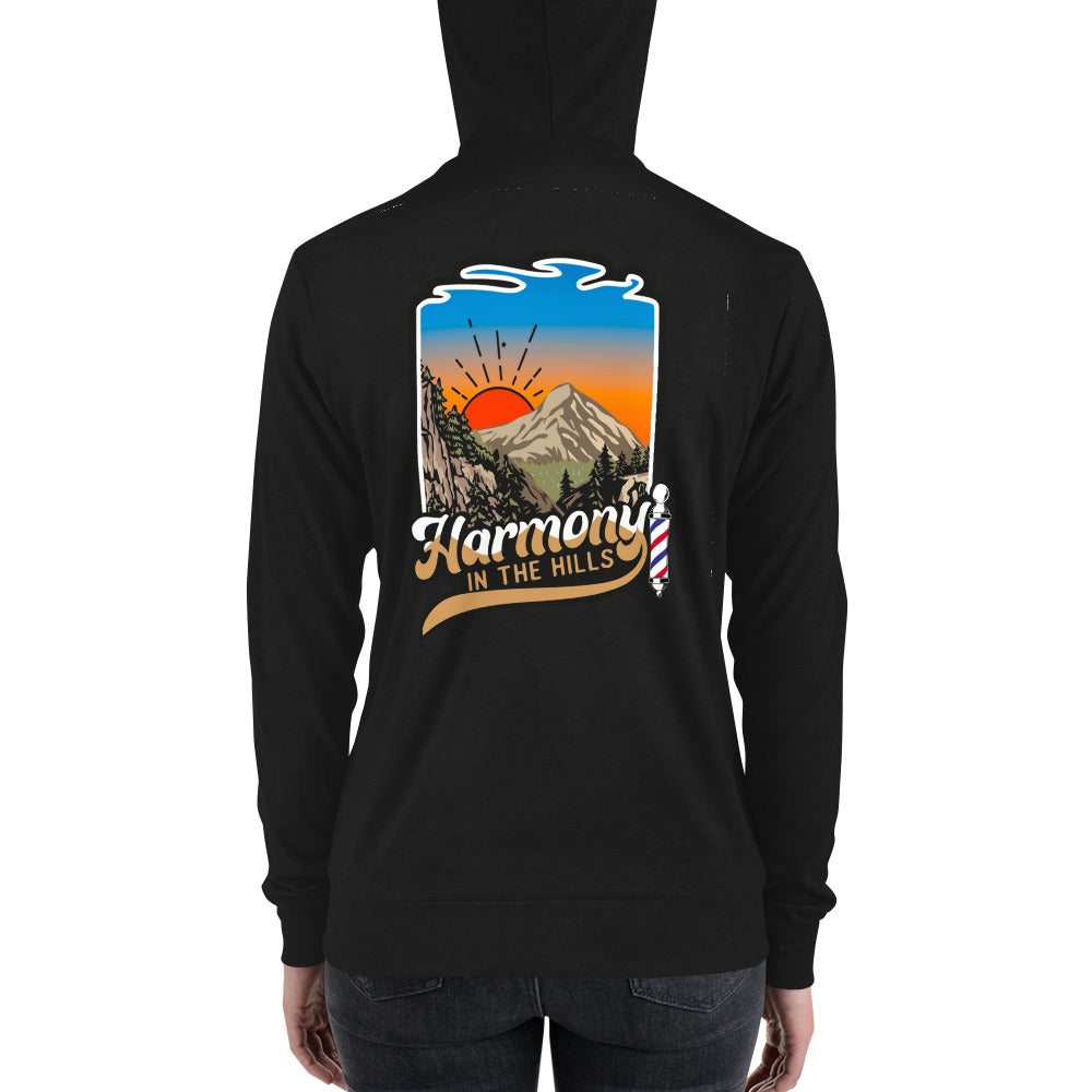 Harmony in the Hills - Printed Unisex Bella + Canvas zip hoodie