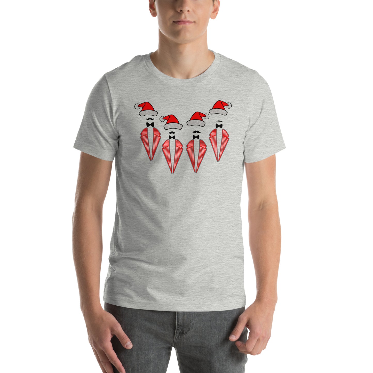 Ugly Christmas sweater- Quartet Santa Hats Regular Fit t-shirt