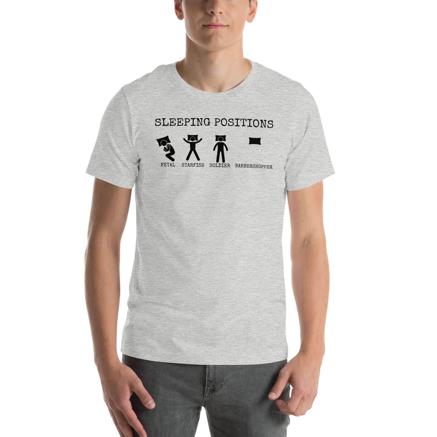 Sleeping Positions - Printed Unisex t-shirt