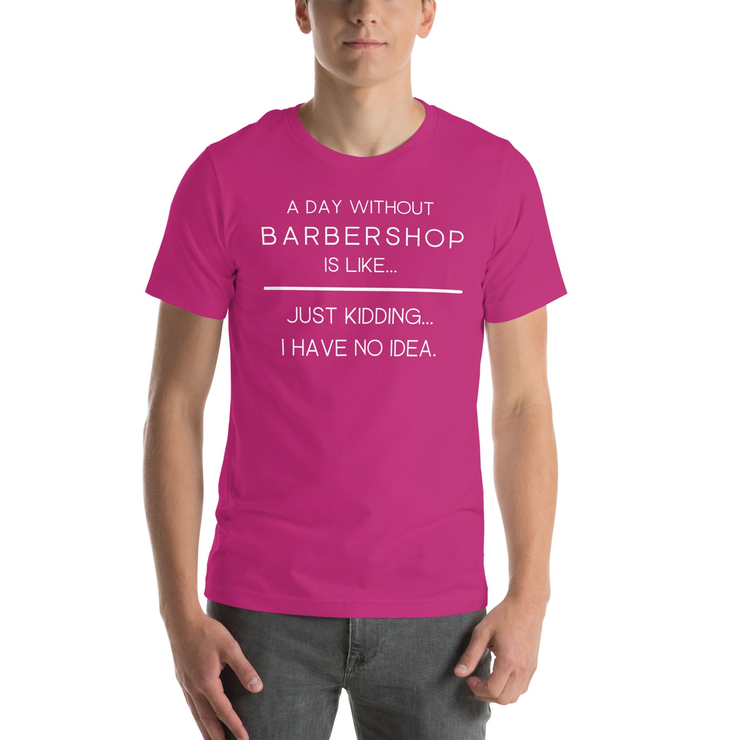 A Day without Barbershop - Printed Unisex t-shirt