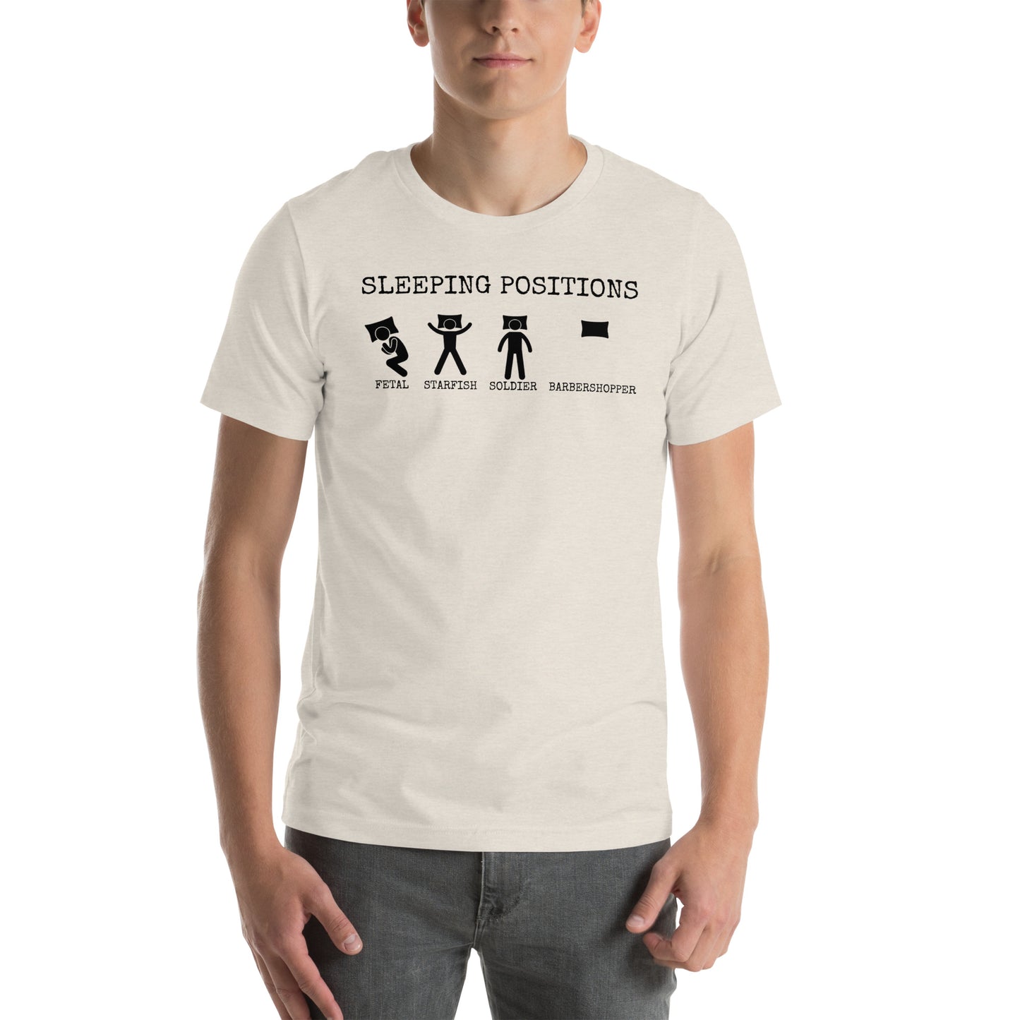 Sleeping Positions - Printed Unisex t-shirt