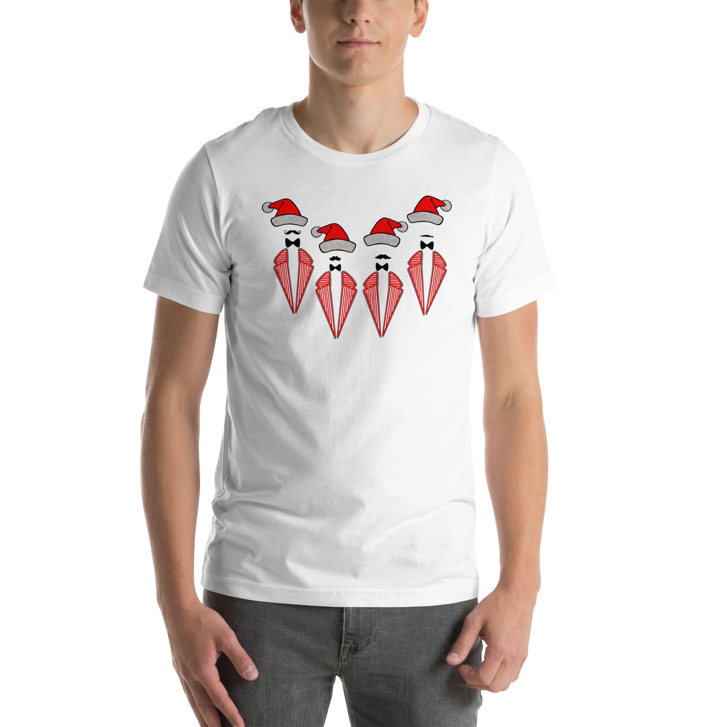 Ugly Christmas sweater- Quartet Santa Hats Regular Fit t-shirt