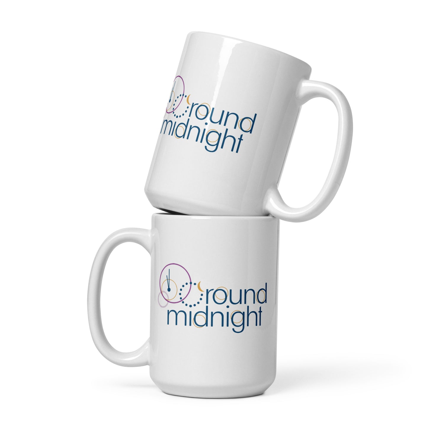 Round Midnight - Printed White glossy mug